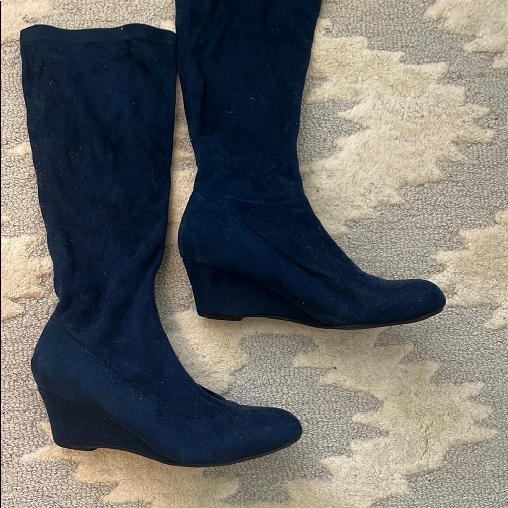 Nine West Navy Blue Wedge Boots